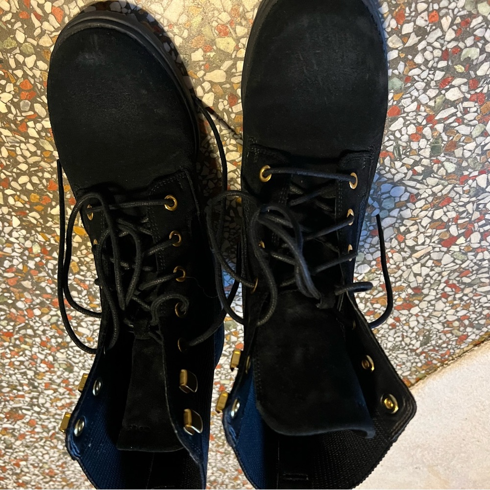 Cole Haan Camea combat boot in black suede